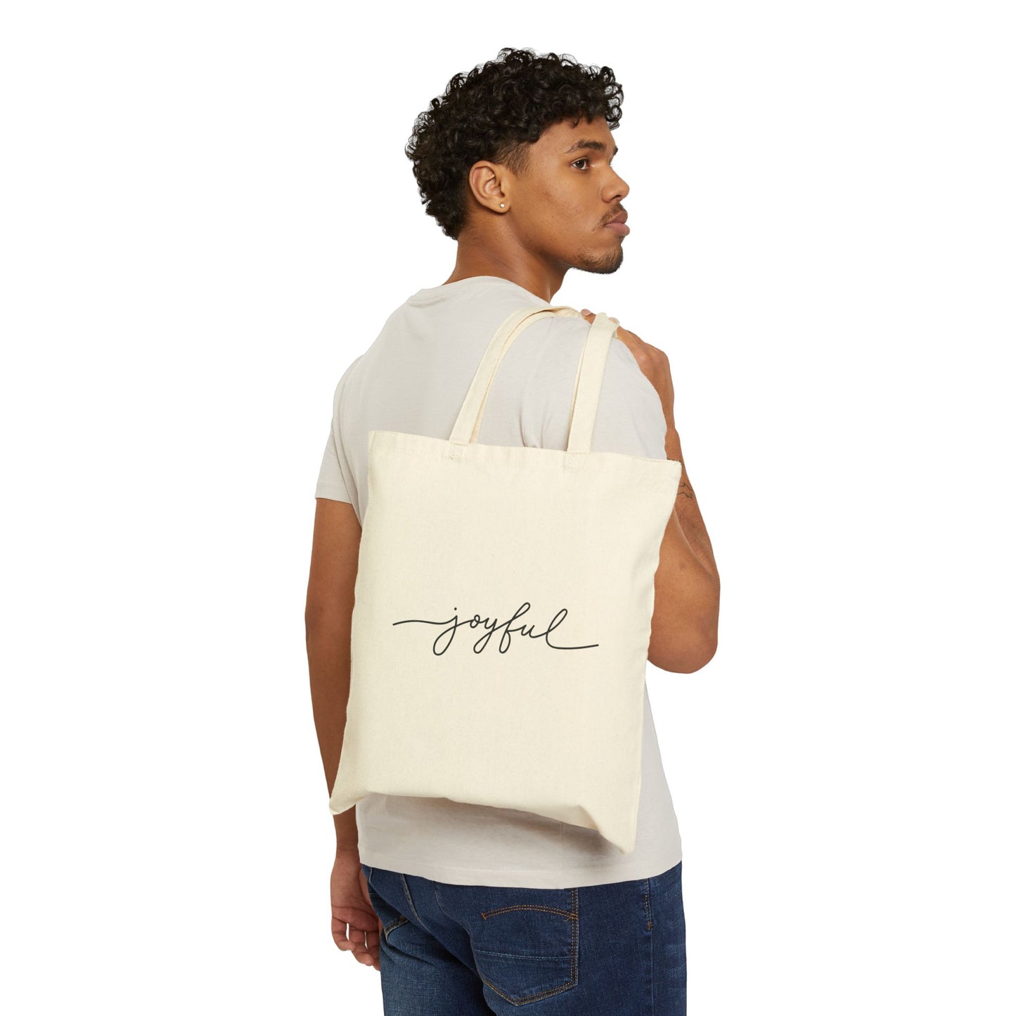 Joyful Cotton Canvas Tote Bag - Stylish & Eco-Friendly